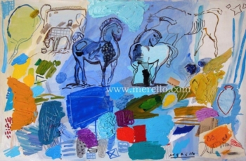 jose-manuel-merello.-spanish-modern painter.-caballos-azules.-60x92-cm.jpg